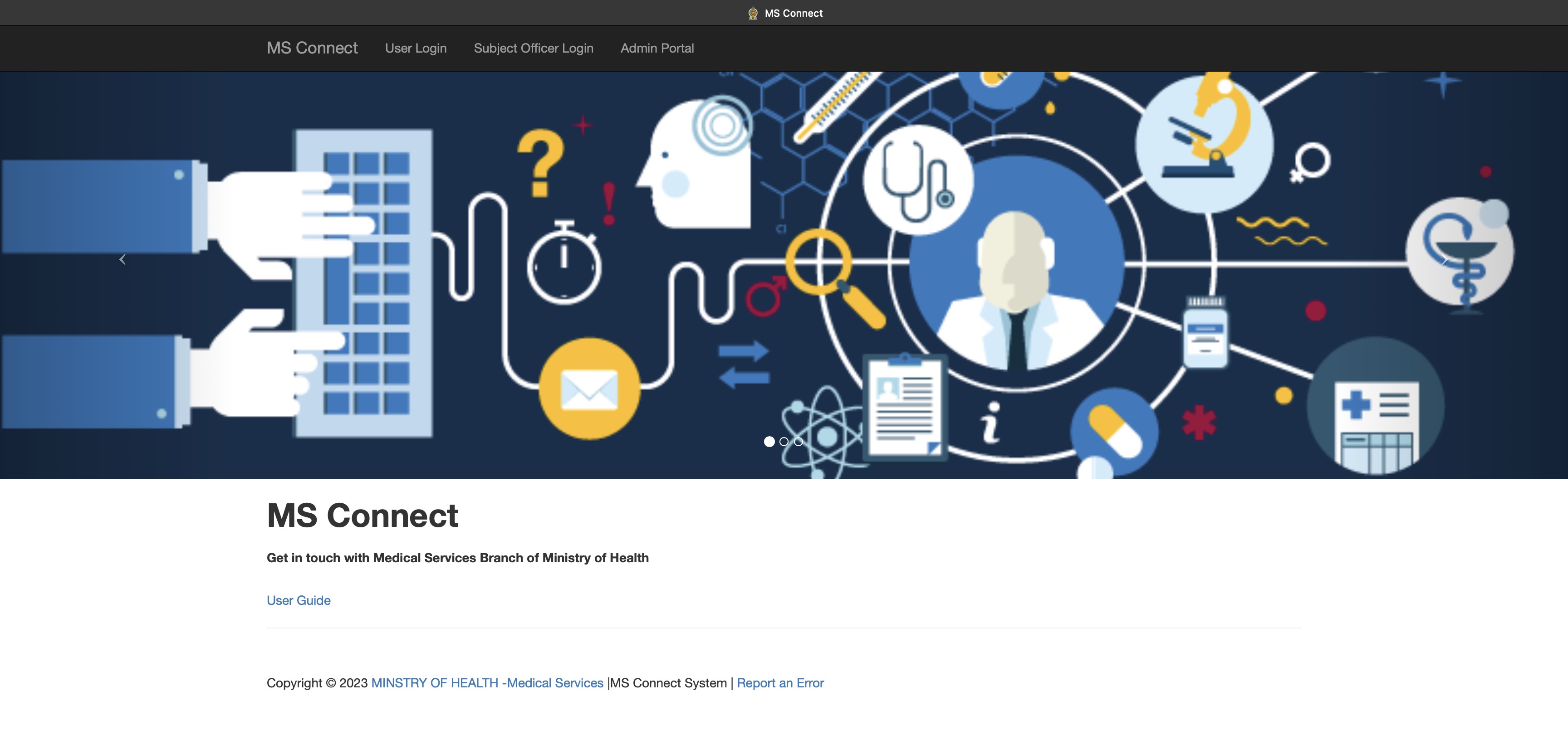 MS Connect dashboard